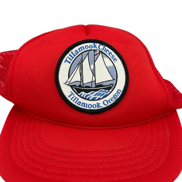 Vintage Tillamook Cheese Sailboat Trucker Hat Red Ama Pro Adjustable Snapback - Picture 3 of 4